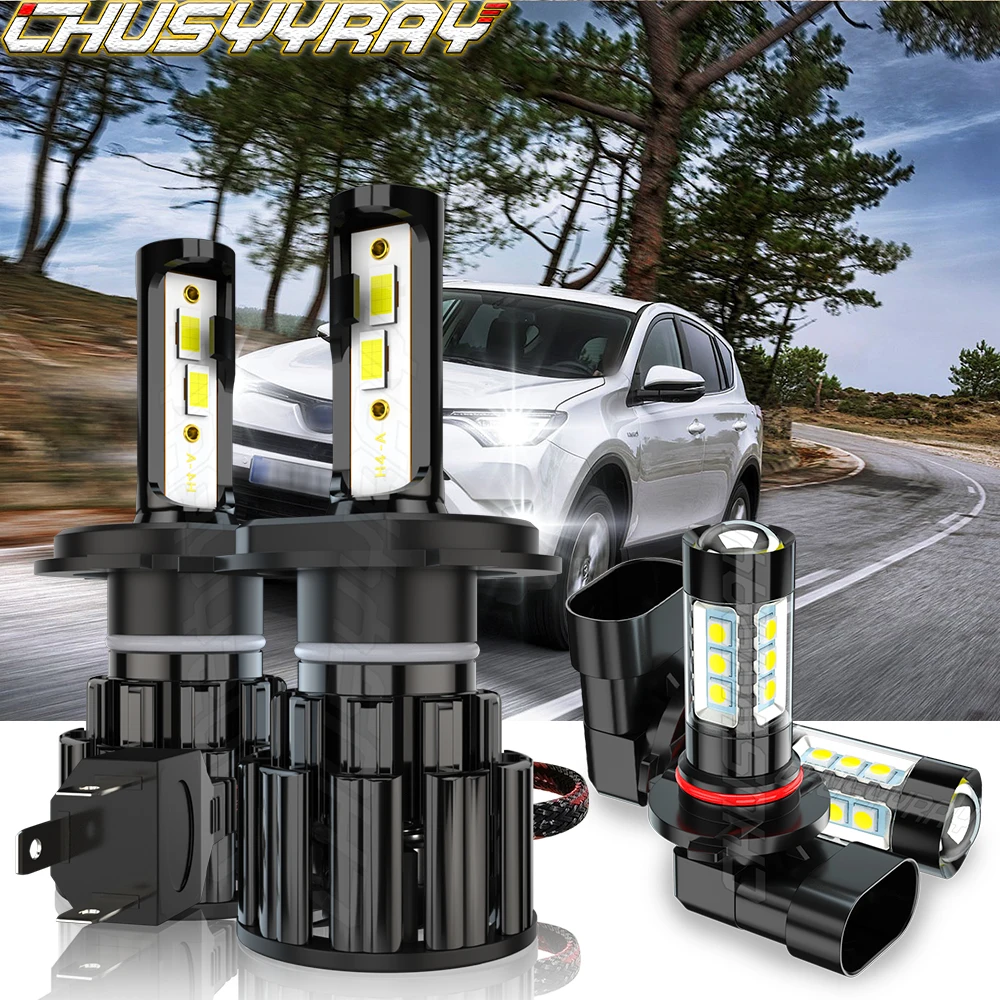 

CHUSYYRAY Car lights Compatible For Toyota RAV4 2001-2002 2003 2004 2005 4X 6000K LED Headlight Bulbs Fog Light Car accsesories