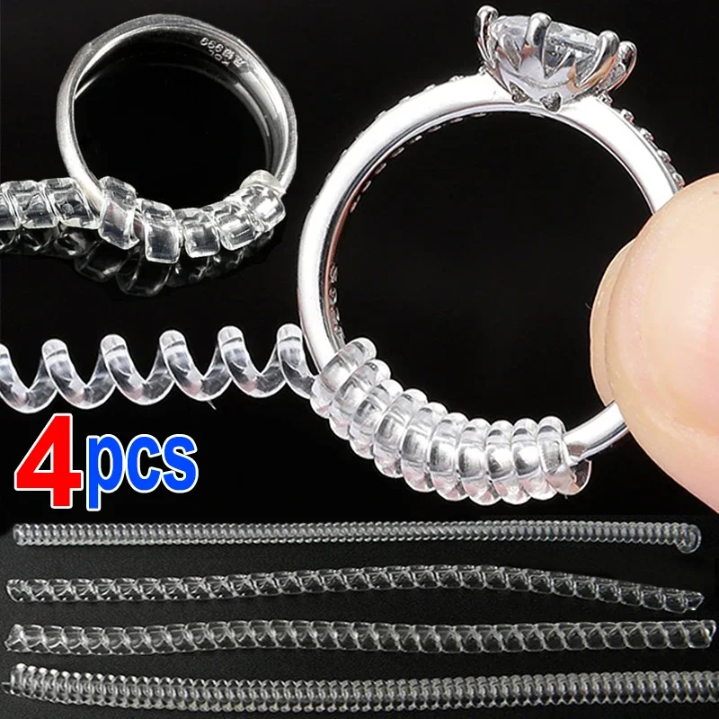 4pcs Invisible Spiral Based Ring Size Adjust Guard Clear Insert