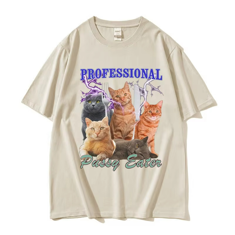 Professional Pussy Eater Funny Cat Lover Tee Shirt Casual Fashion Clothing Summer Short Sleeved Harajuku Streetwear Tops Tees