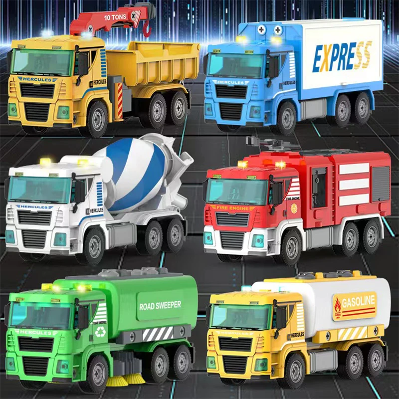

High Simulation Diecast Engineering Construction Vehicles Dump Digger Mixer Truck Plastic Model Car Kids Gifts Assembly Toys