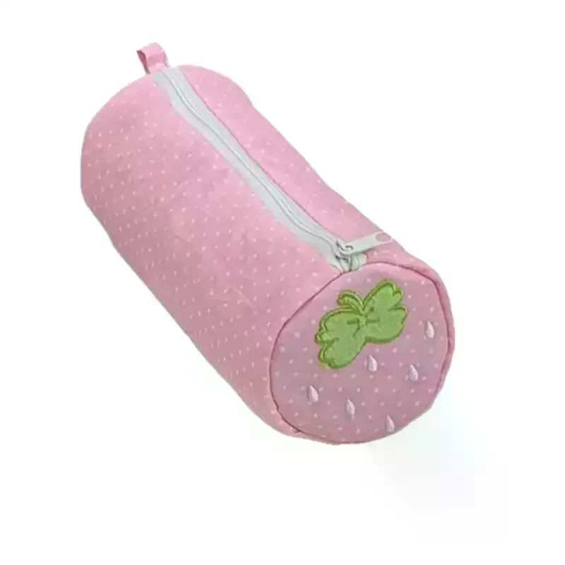 Astuccio per matite rosa a pois color fragola crema - immagine 4