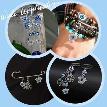 Evil Eye Flower Charms with Blue Evil Eye Resin Beads 30pcs 5
