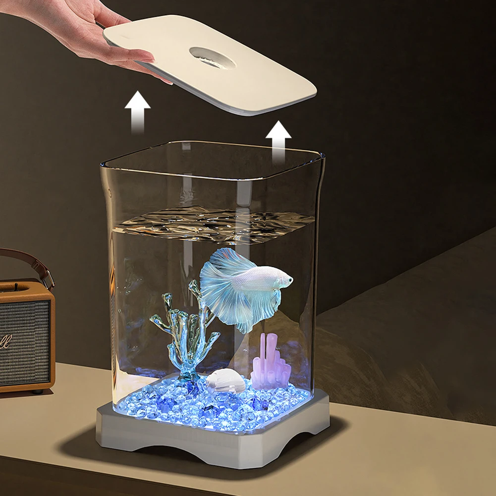 Desktop Fish Bowl High Transparency Small Landscape Fish Tank Aquarium Tank Breeding for Home Office