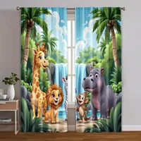 2pcs, Contemporary Curtains Jungle Safari Polyester Woven (without rod) Festive for Living Room, Bedroom, Kitchen, Dining 1