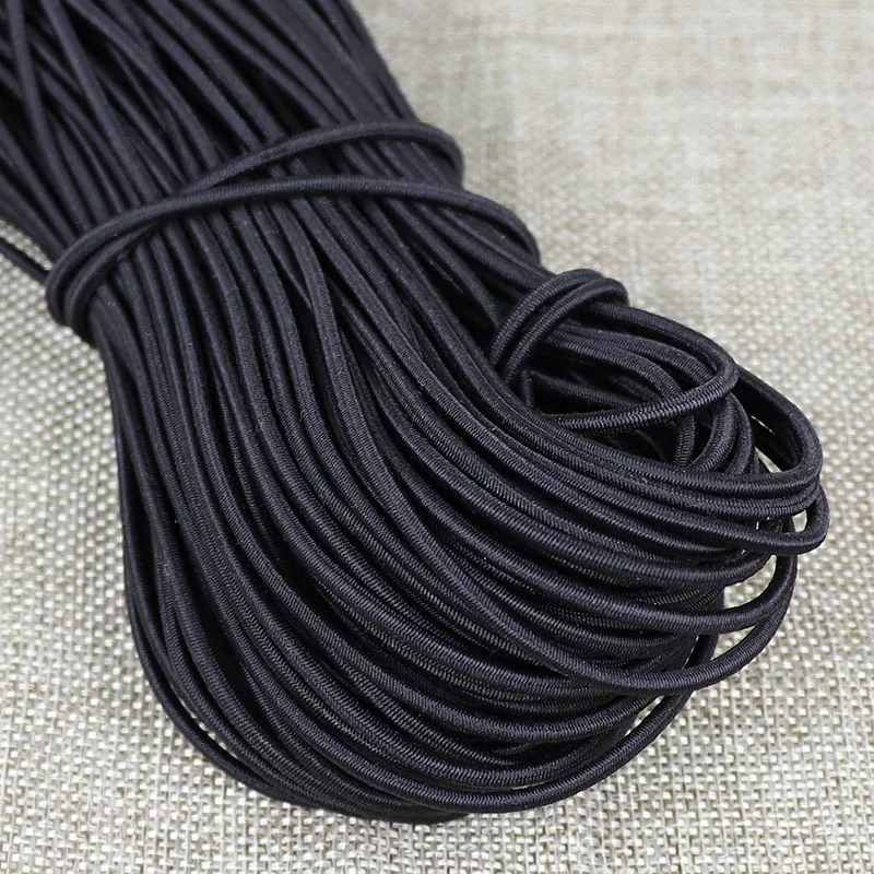 2 M/lotto 1-5mm Nero Rotondo Elastico Perline Corda Elastica