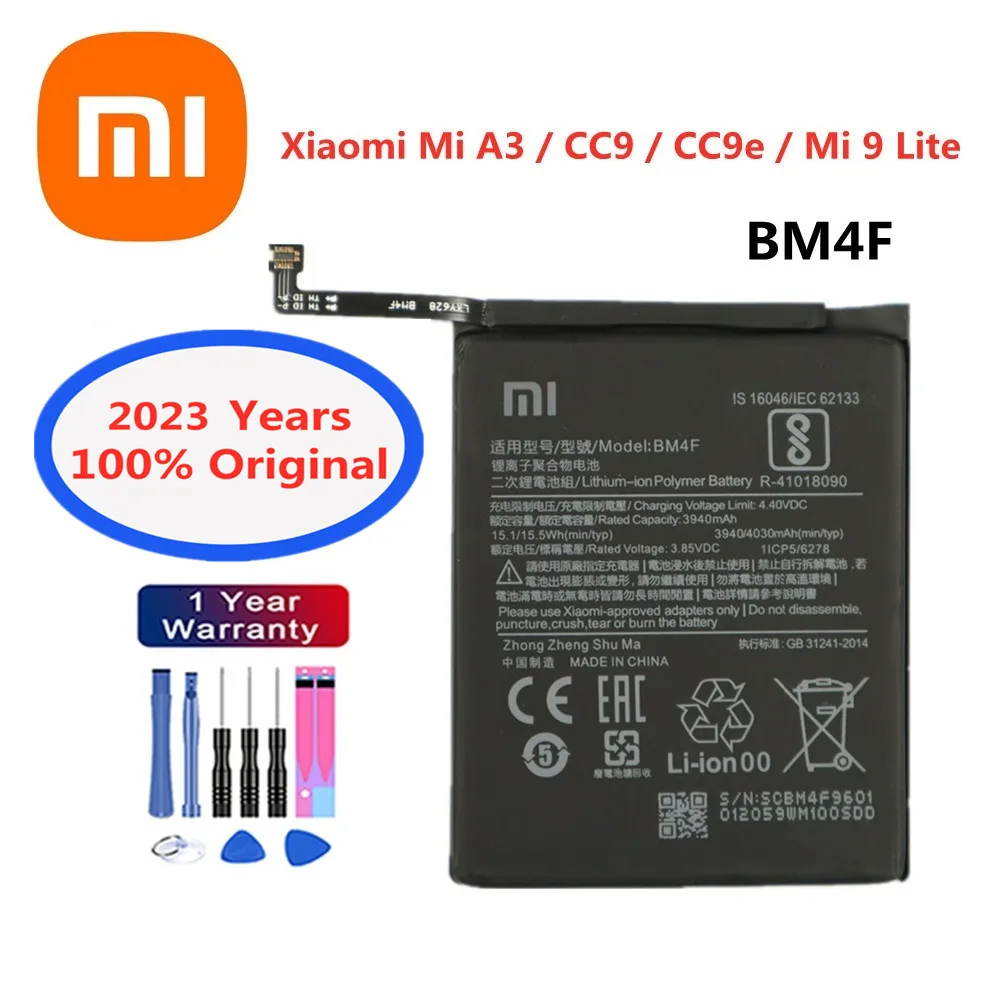 

2023 years High Quality BM4F 100% Original Battery For Xiaomi Mi A3 CC9 CC9e Mi 9 Lite Mi9 Lite 4030mAh Phone Battery + Tools