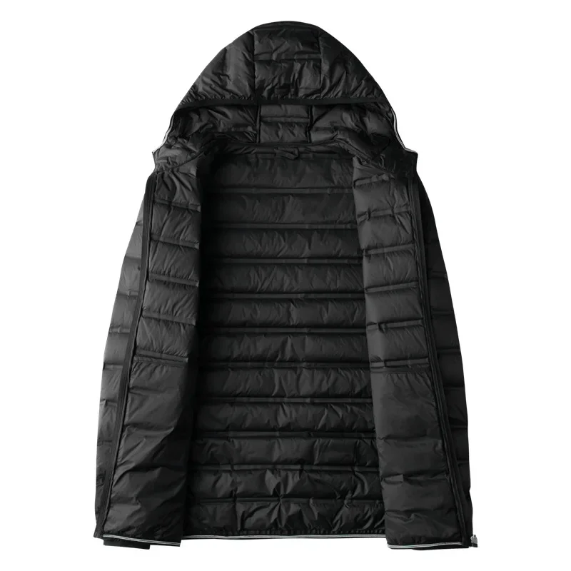 Men Quilted Down Ultralight Winter Coat Hooded Business Casual Regular Puffer Jacket Keep Warm