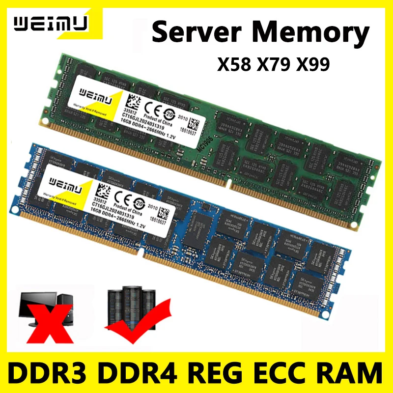 Server Memory DDR3 DDR4 Ram 4GB 8GB 16GB 32GB REG ECC PC4 1.2V 17000 19200 21300 PC3 1.5V 1066 1333 1600Mhz X58 X79 Motherboard