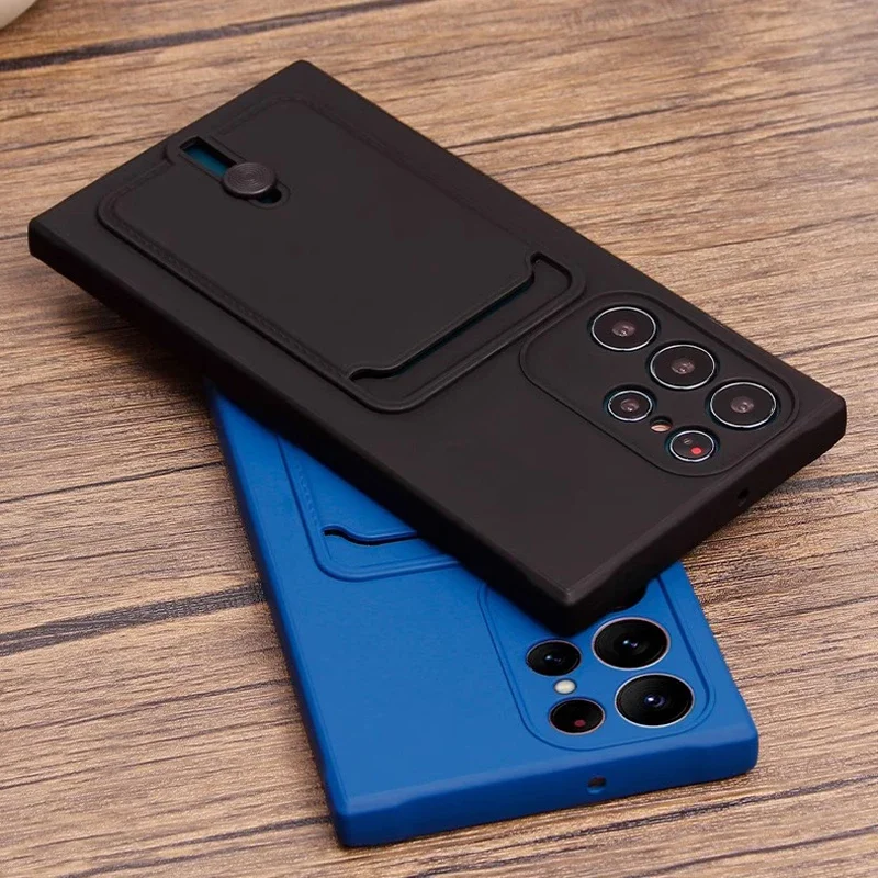 Premium Fine Hole Sliding Card Holder Silicone Phone Case – Shockproof Soft Back Cover