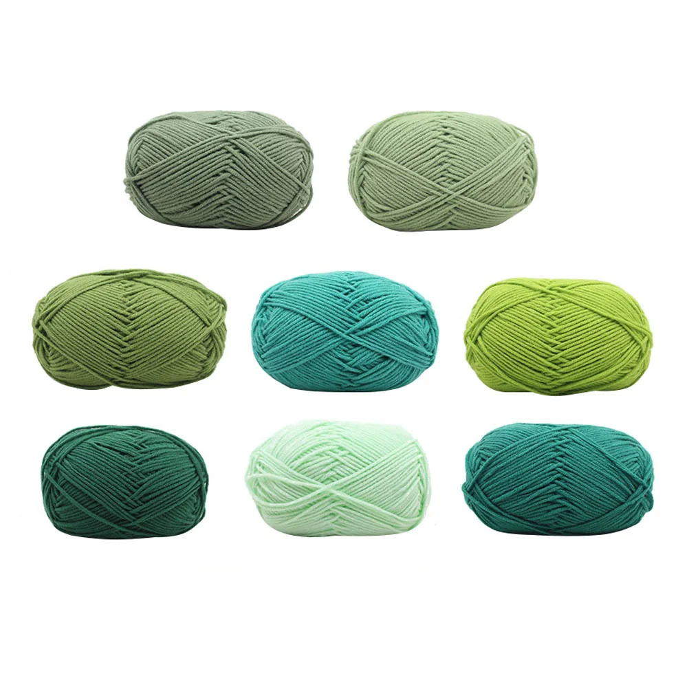 8 Roll Crochet Yarn for Crocheting Knitting Colored Wool Milk Cotton Green Child 4