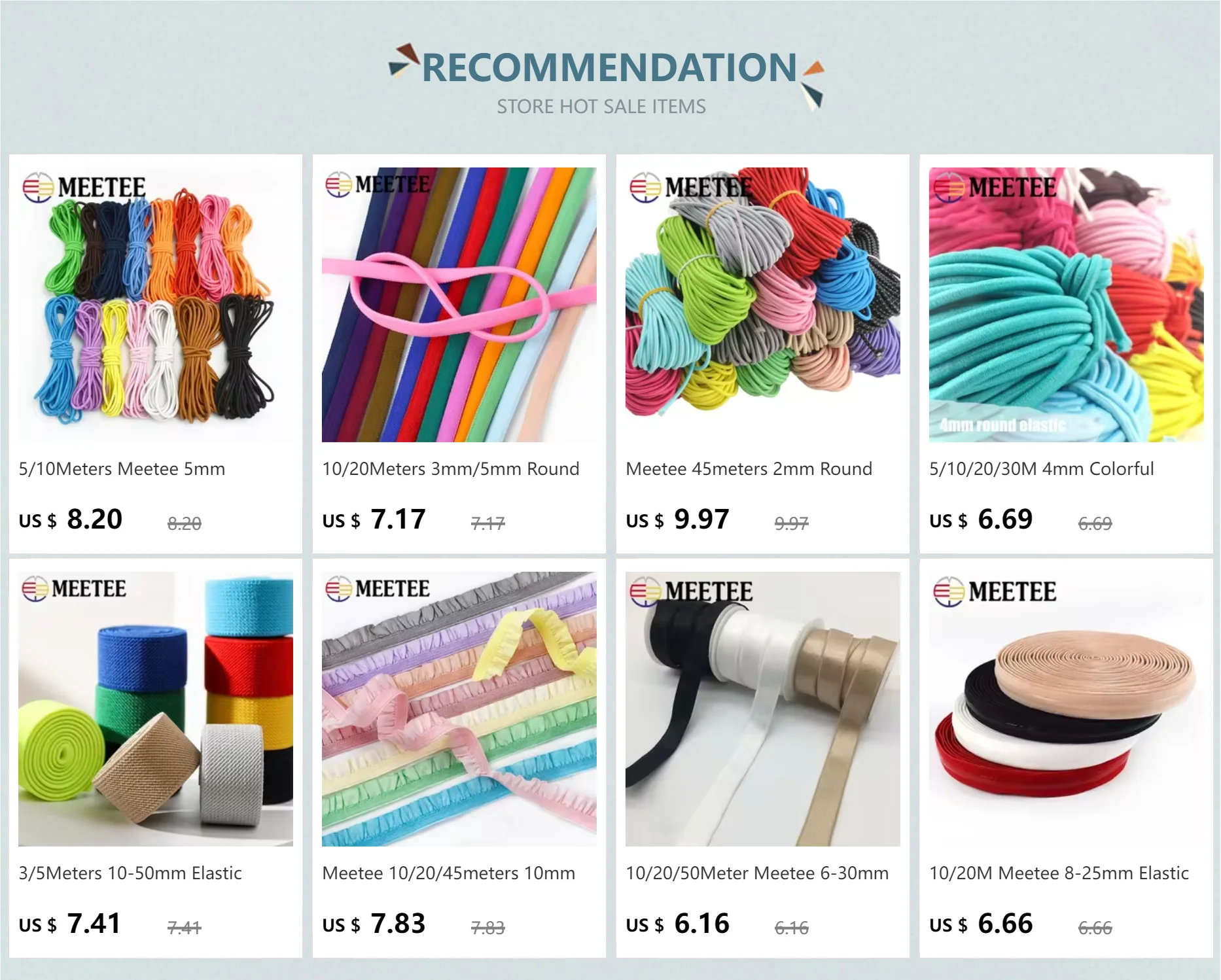 Description Picture 2 of item5/10/20M Meetee 4mm Colorful Elastic Band Stretch Cord Rubber Rope for Garment Pants Hair Spring String Tape Sewing Accessories