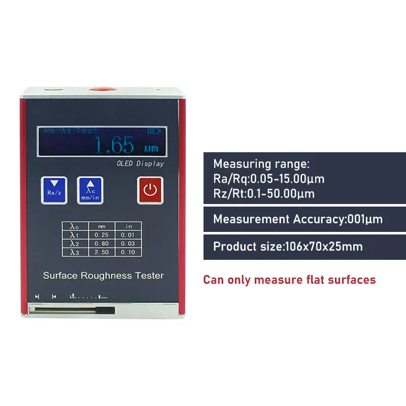 Surface Roughness Tester High Accuracy Surface Roughness Tester Meter Measurement Ra 0.05~10.0, Rz 0.1~50, Pocket-sized