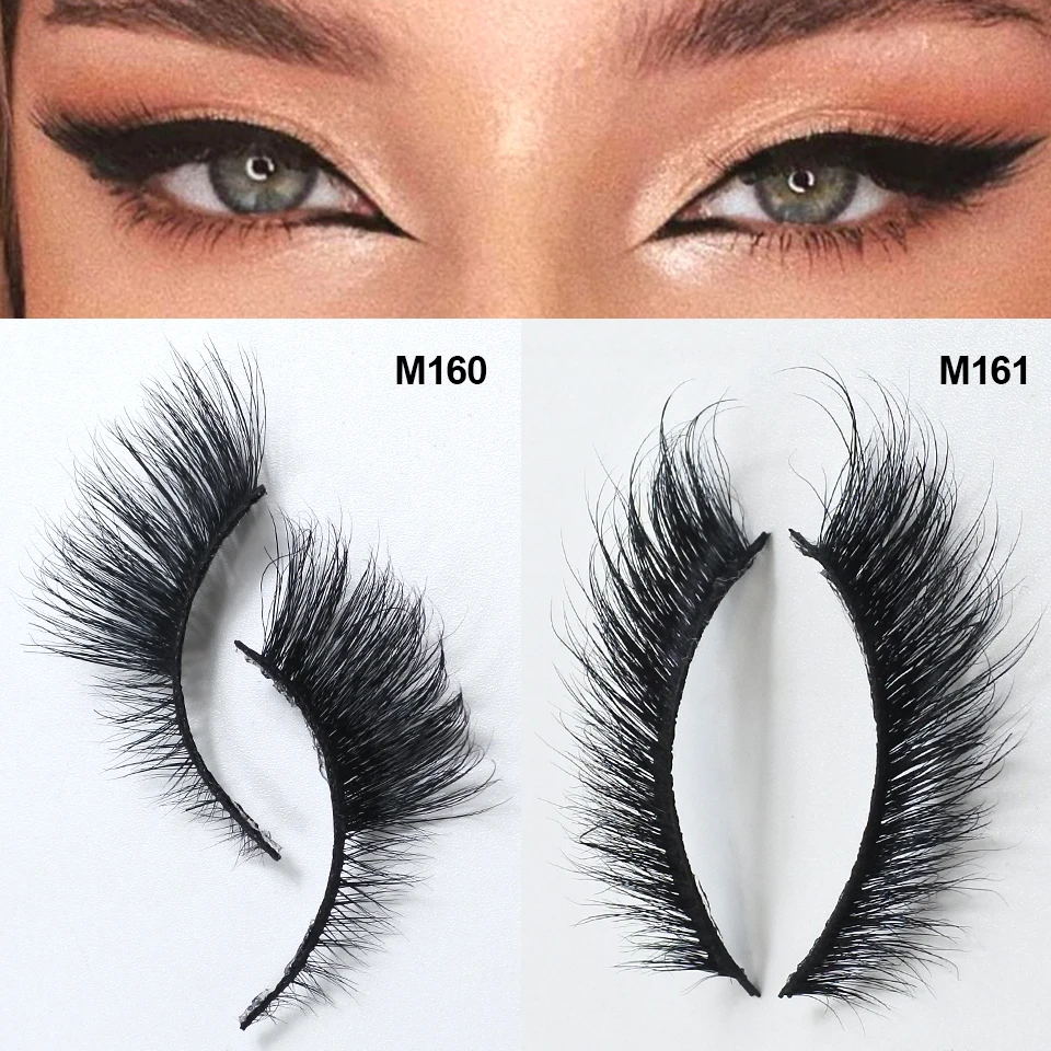 New Winged Cat Eye Mink Lashes Handmade Wispy Natural 3D Eye Lashes Makeup M160