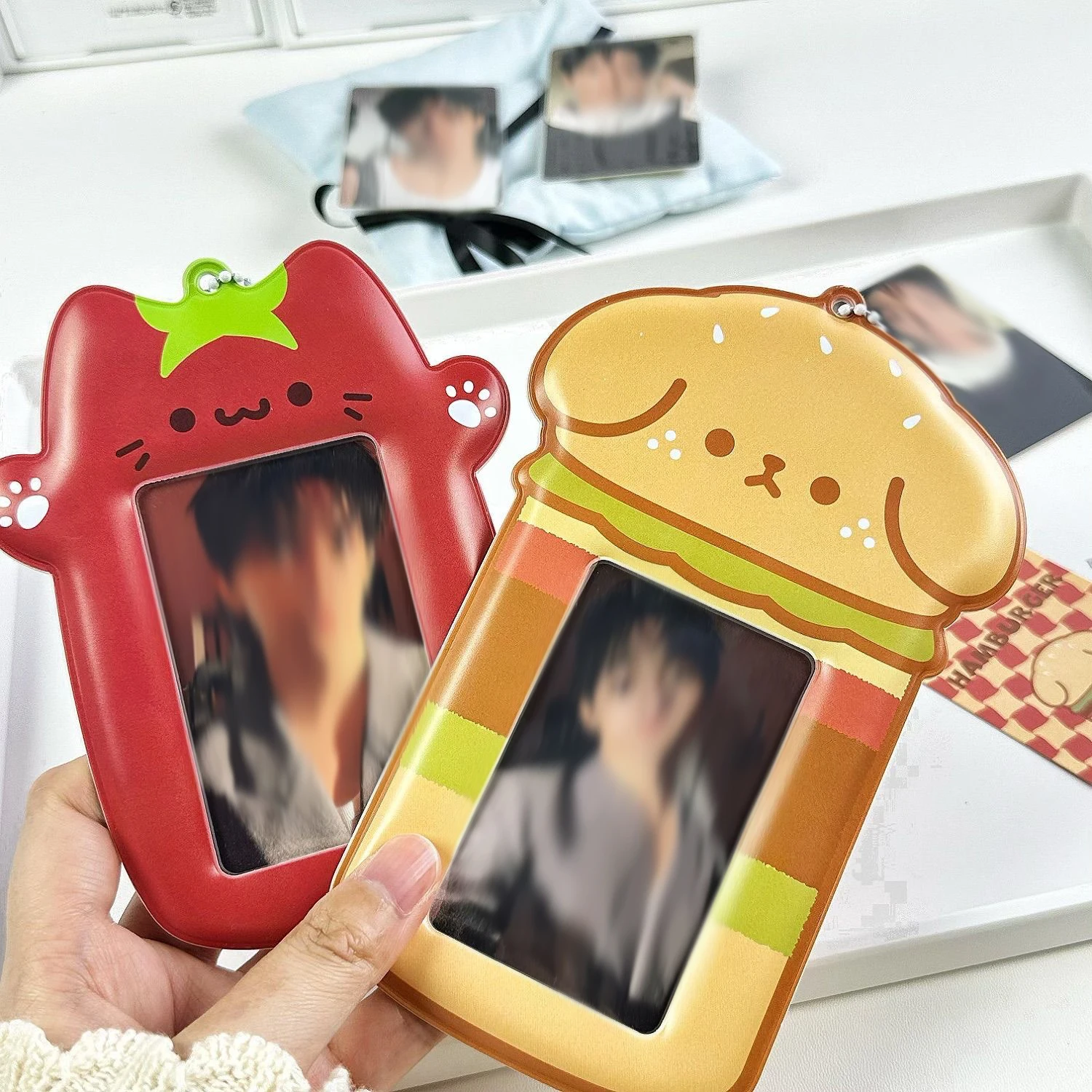 Photocard Holder Keychain 1pcs PVC Cartoon Photo Card