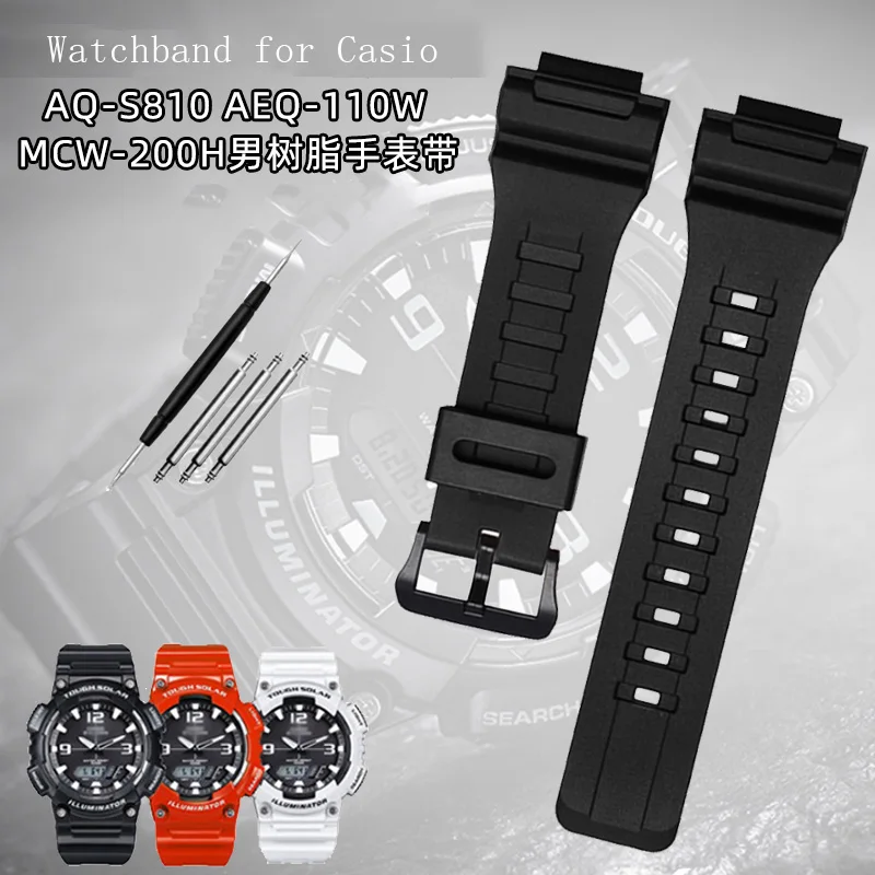 

Silicone watchband For Casio Watch AEQ-110W AQ-S810W W735H 736H Male Resin Silicone Watch Strap Watch accessories wristband 18mm