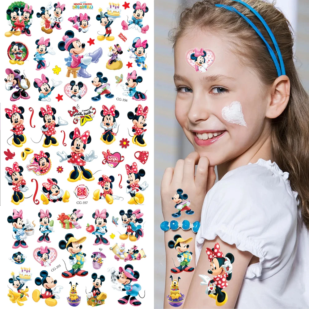 

1Pcs Disney Mickey Minnie Children's Tattoo Stickers Anime Character Cartoon Girl Birthday Gift Waterproof Tattoo Stickers Party