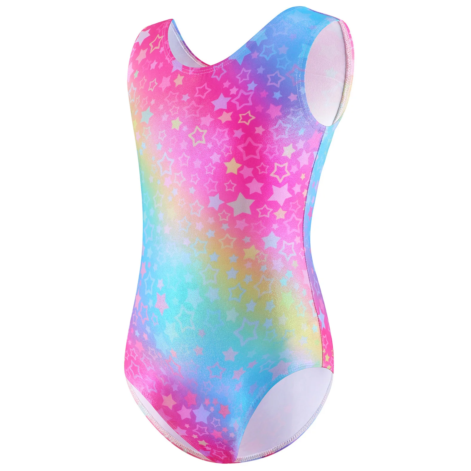 Kids Girls Figure Skating Bodysuit Ballet Outfits Fashion Colorful Leotard with Shorts Children's Gymnastics Jumpsuits Dancewear