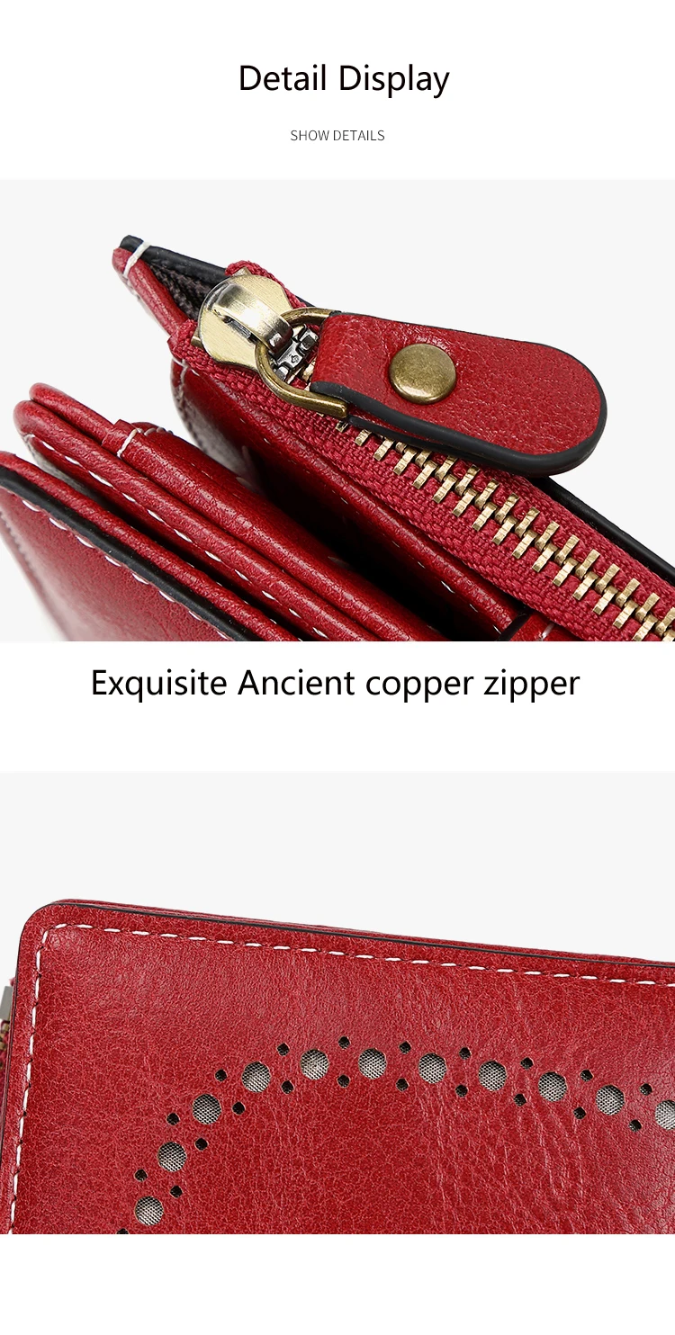 RFID Anti-Diebstahl-Bürste Damen-Geldbörse mit mehreren Kartenfächern, Reißverschluss, Schnalle, modischer Kreditkartenhalter, Vintage, multifunktionale ShortWallet – Detail 21