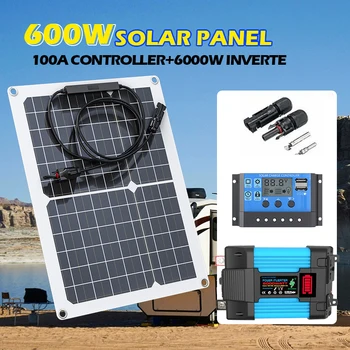 600W Portable Solar Inverter Kit Lightweight, Durable, Perfect for Camping, RV, Boats Power Your Adventures