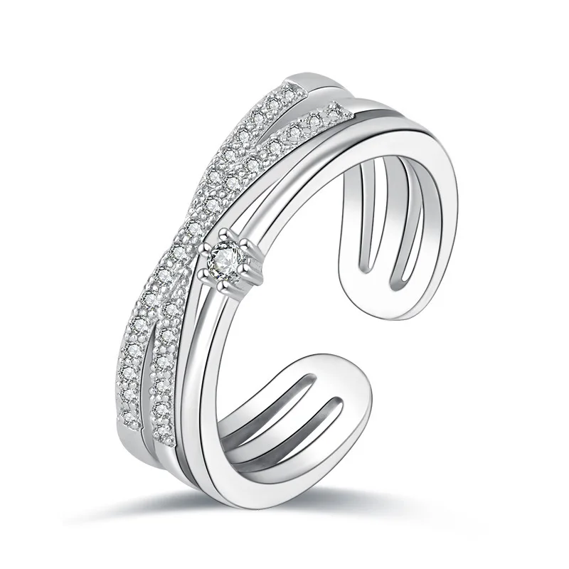 925 Sterling Silver Zircon Adjustable Engagement Rings For Women Wedding Elegant Jewelry Ladies Accessories Gifts - 6