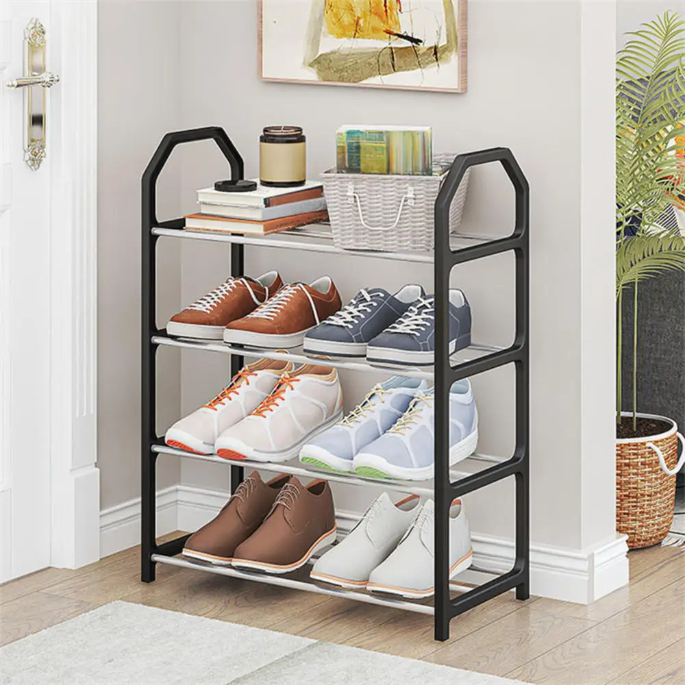 4 Tiers X-Shaped Shoe Rack For Home Steel Assembly Shoecase For