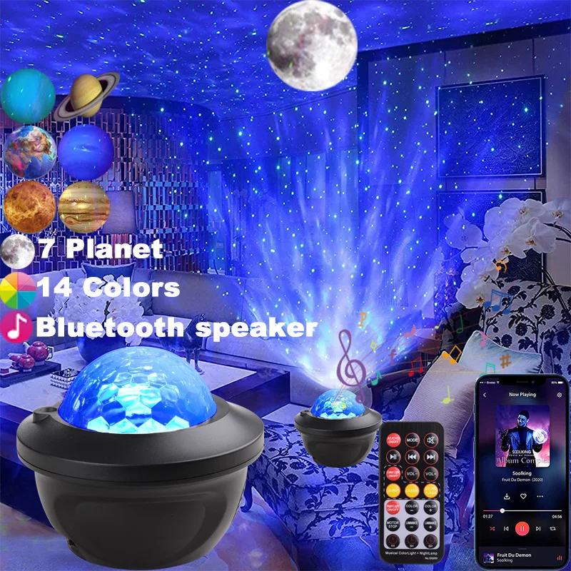 nursery night light LED Star Galaxy Starry Sky Projector Night Light Built-in Bluetooth-Speaker  For Hoom Bedroom Decoration Kids Child Gift potato night light Night Lights