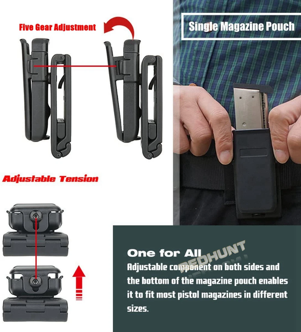 Tactical Universal 9mm.40.45 Pistol Magazine Pouch for Glock 17 19 Beretta M9 92 SIG G2C Gun Mag Pouch Case Airsoft Holster