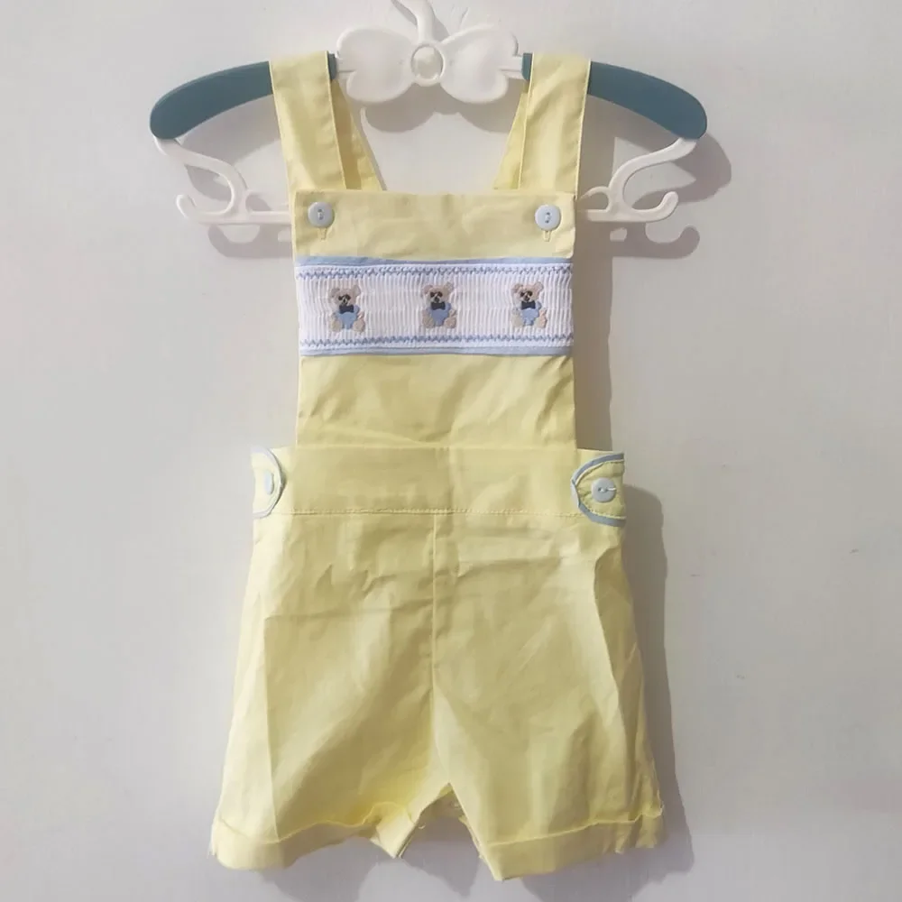 2025 Set da bambino Neonato Abiti spagnoli per ragazzo Infantile Camicetta di cotone e lino Pantaloncini Abiti Camicie Abbigliamento Bambini Top Smocked - immagine 2