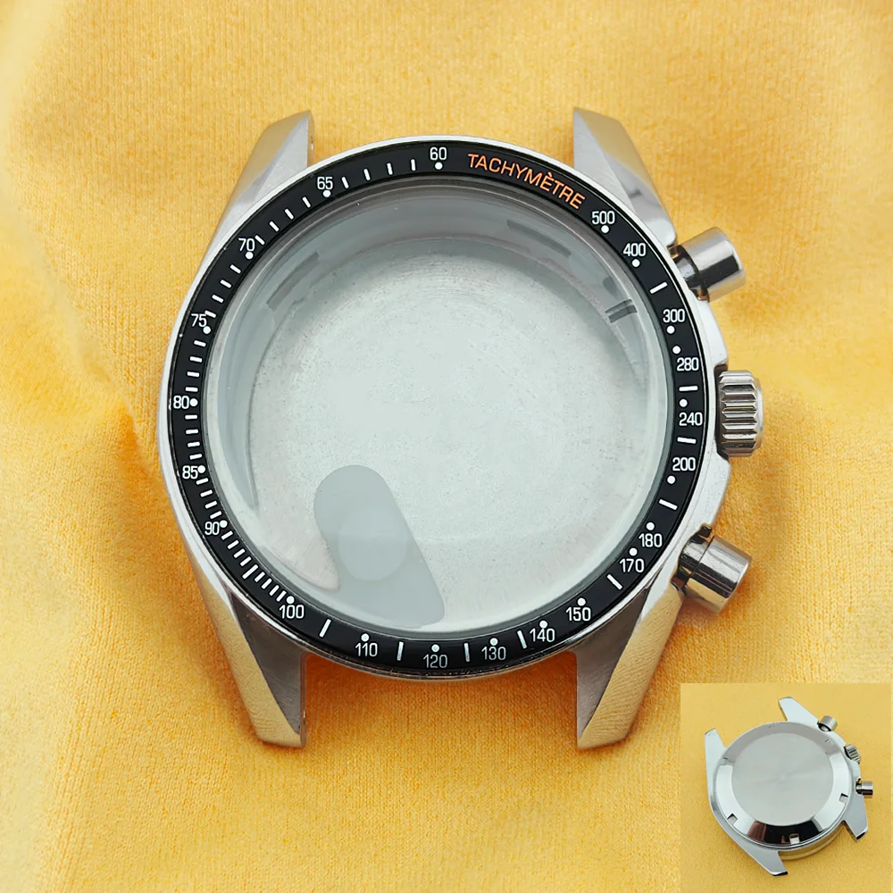 Moon Pattern Stainless Steel Chronograph Watch Case, 39.7mm
