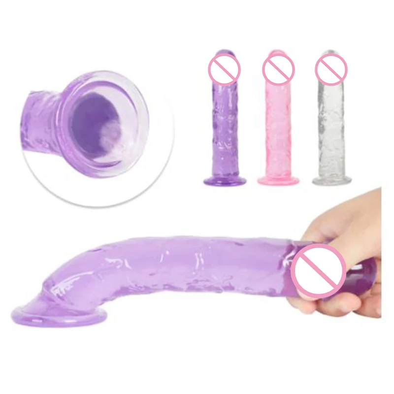 Erotic Soft Jelly Dildo Anal Butt Plug Realistic Strong Suction Cup Adult Toys G-spot Orgasm Big Penis Sex Toys Woman