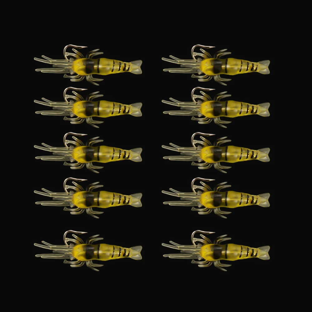 OROOTL 20pcs Soft Shrimp Fishing Lures - 5cm Glow Silicone Baits For Bass, Freshwater & Saltwater