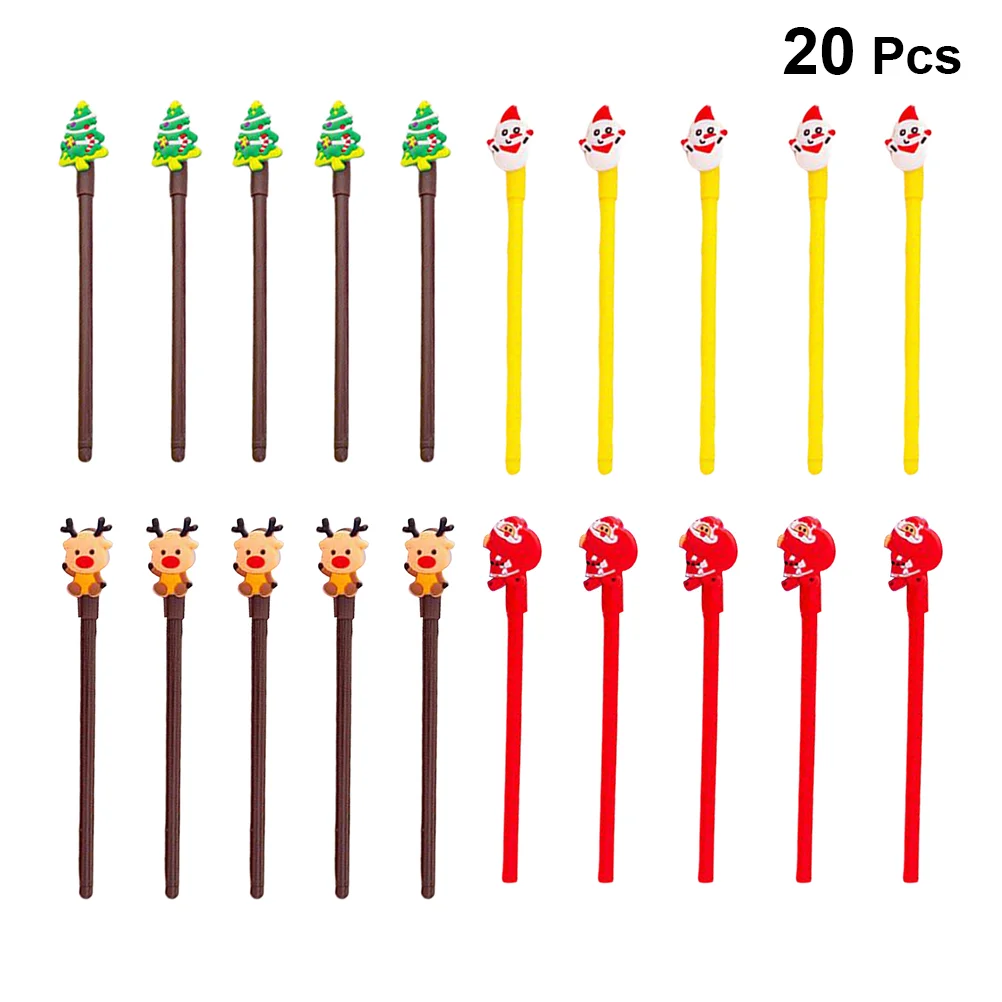 

20 шт. мультяшная Рождественская гелевая ручка, канцелярские принадлежности для дома, офиса, школы (Рождественская елка, Санта-Клаус, лось, снеговик, 5 шт. на каждую)