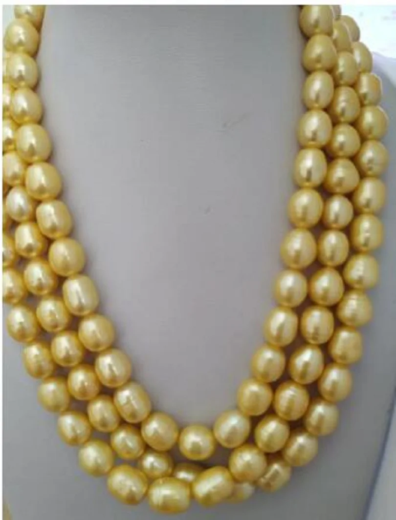 10-12mm Golden South Sea Pearl Necklace - AAAA Quality