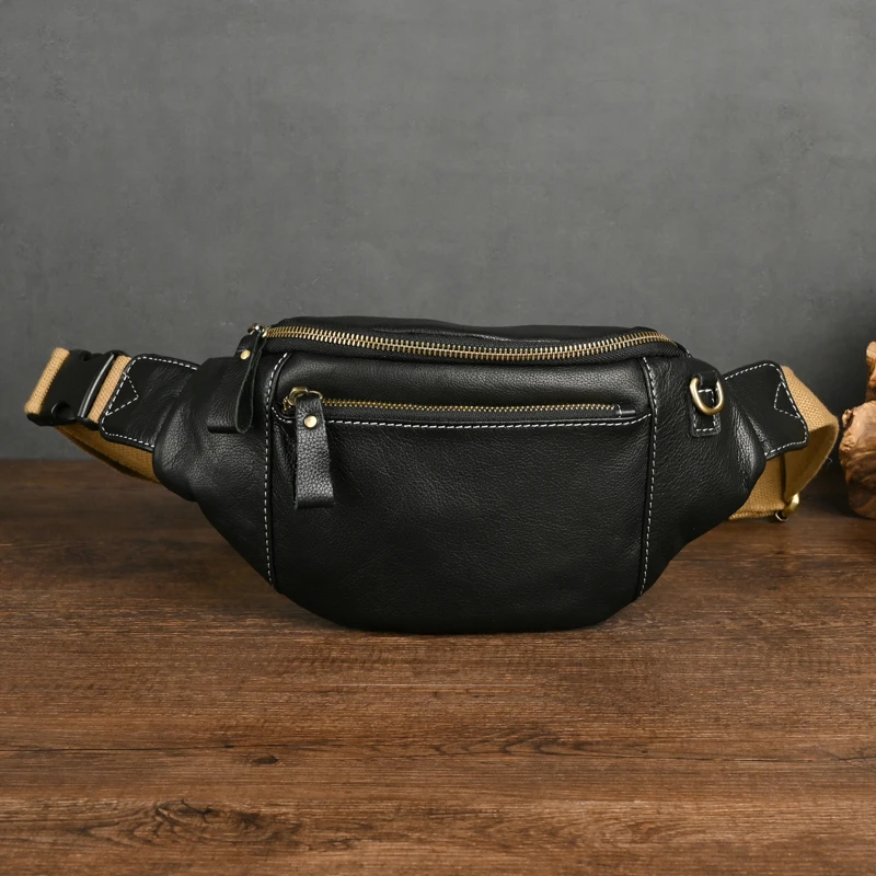 Fanny Waist Bag Men Genuine Leather Belt Bum Leg Hip Packs for Men Mini Multi Phone Box Wallet and Purse Outdoor Coin Card Pouch