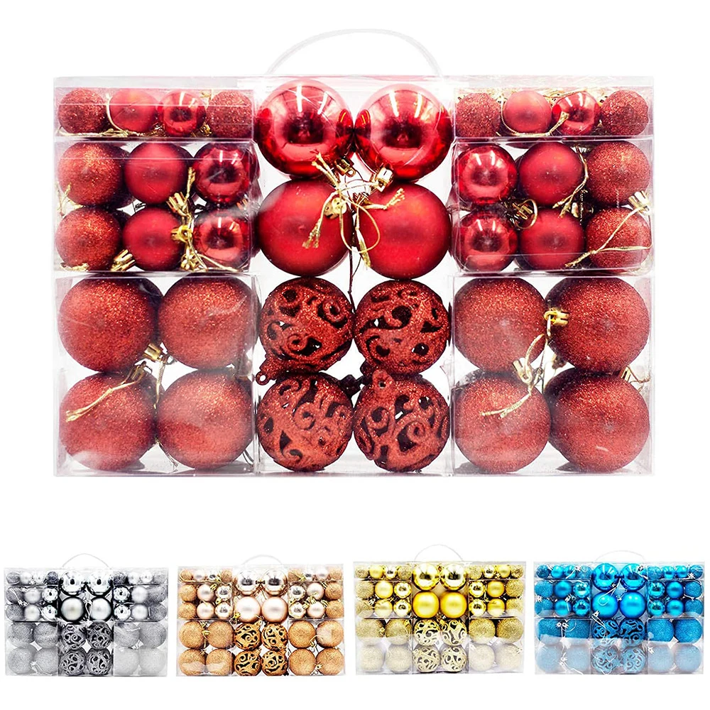 

100Pcs Christmas Balls Christmas Tree Ball Ornaments Set Shatterproof Decorations for Trees Home Party Holiday Decor Ball