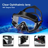 Dry Snorkel Set, Pano 3 Window Snorkel Mask, Anti-Fog Scuba Diving Goggle and Snorkel, Adult Snorkeling Swim Mask with  PC  Lens 2