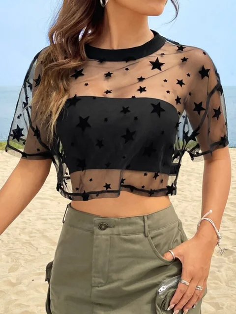Jennifer Sheer Mesh Crop Top 3