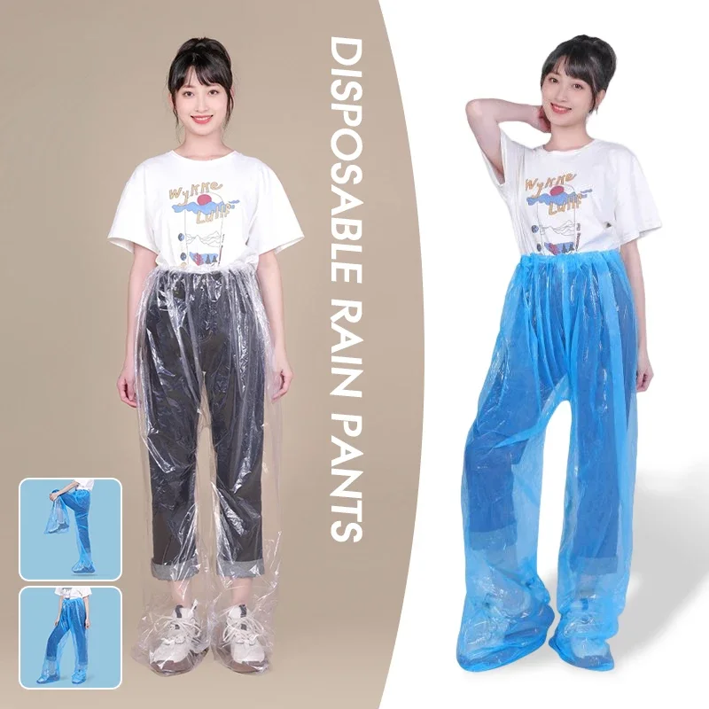 5/1PCS Disposable Raincoat Pants Portable Splash Proof Split Raincoat Outdoor Travel Drifting Cycling Feet-wrapped Rain Pants