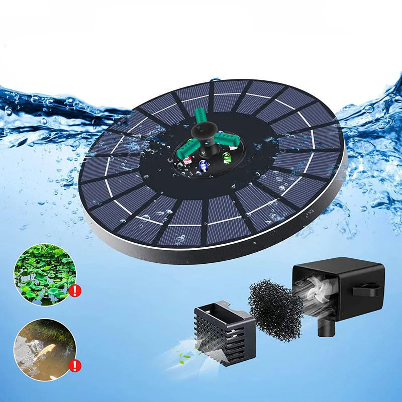 Solar Fountain Water Fountain Bird Bath Bird Bath Supplies 9V/4/6W Solar Water Fountain 360 Rotating Nozzle Colored RGB Lights Floating Waterfall Fountain Outdoor Decoration