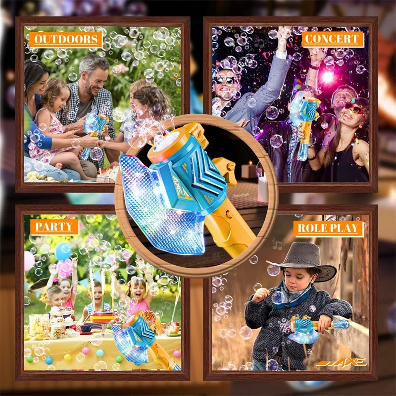 Handheld Bubble Machine Fully Automatic Axe Lighting Soap Bubble Maker Bubble Stick Blower Outdoor Party Boys Birthday Toy Gift