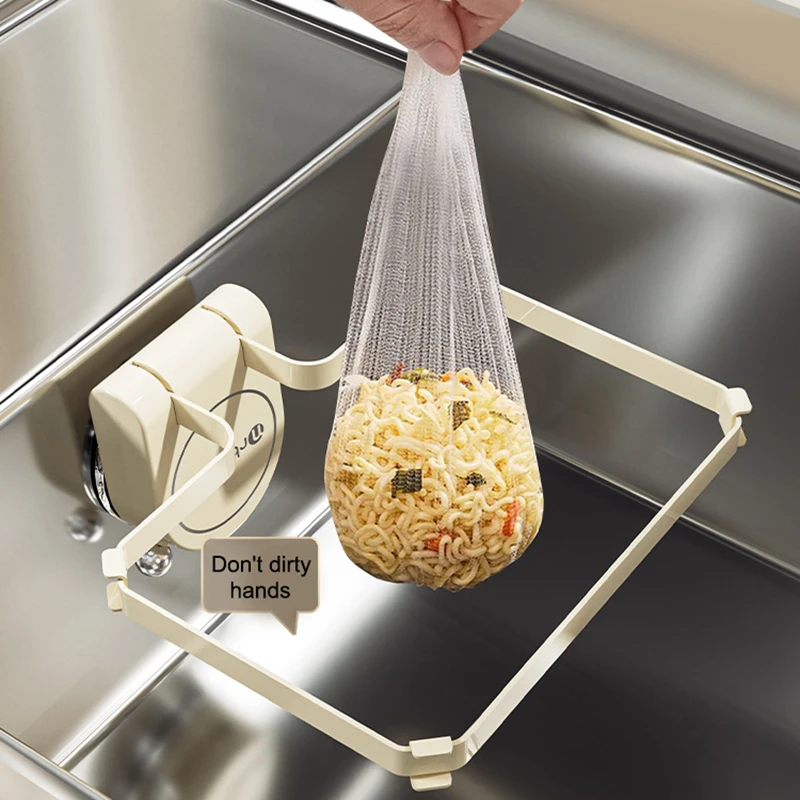 Drainage Sink Filter Rack Foldable Strainer Mesh Bag Anti-Clogging