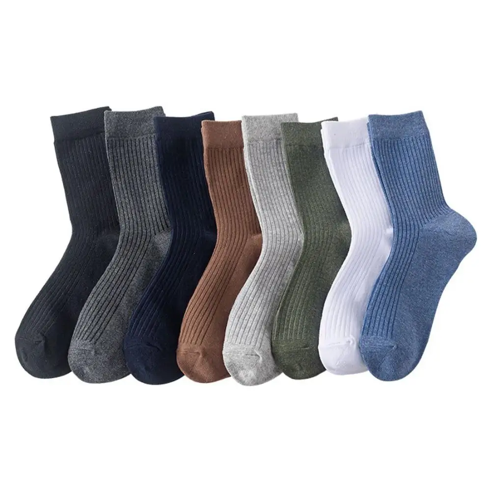 

Simple 4 Seasons Knitting Rib Business Male Breathable Cotton Socks Crew socks Men Dress Socks Men's Socks