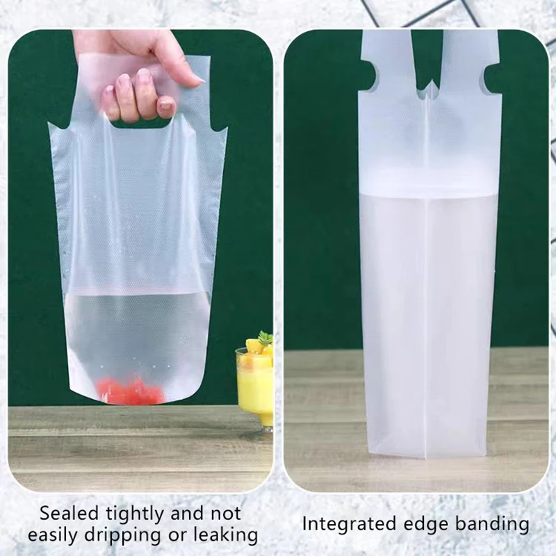 100Pcs Frosted Transparent Disposable Beverage Bags