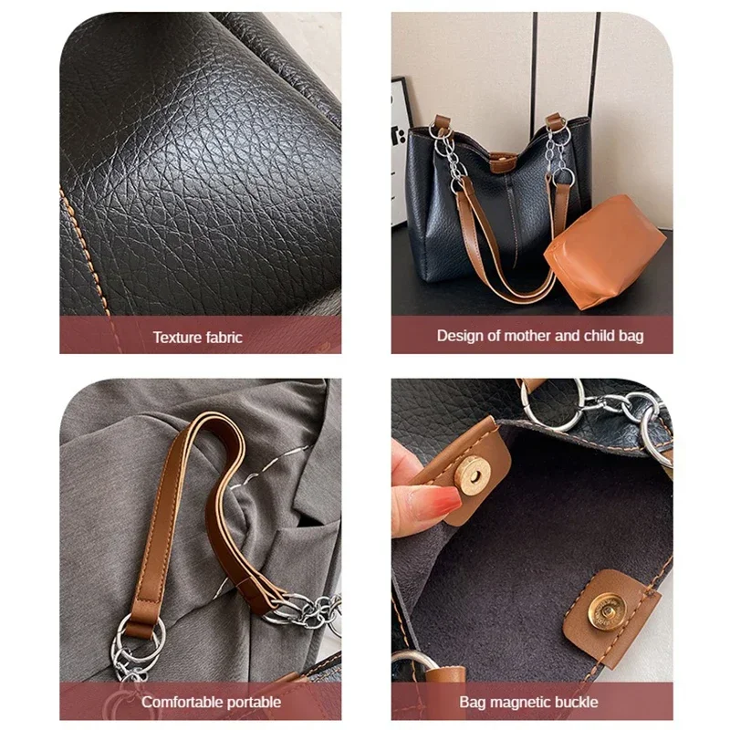 New PU Leather Bag Set Handmade Hand Stitching DIY Shoulder Strap Bag Kit Making Kit Hand sewing pocket Craft Tote Bag for Women