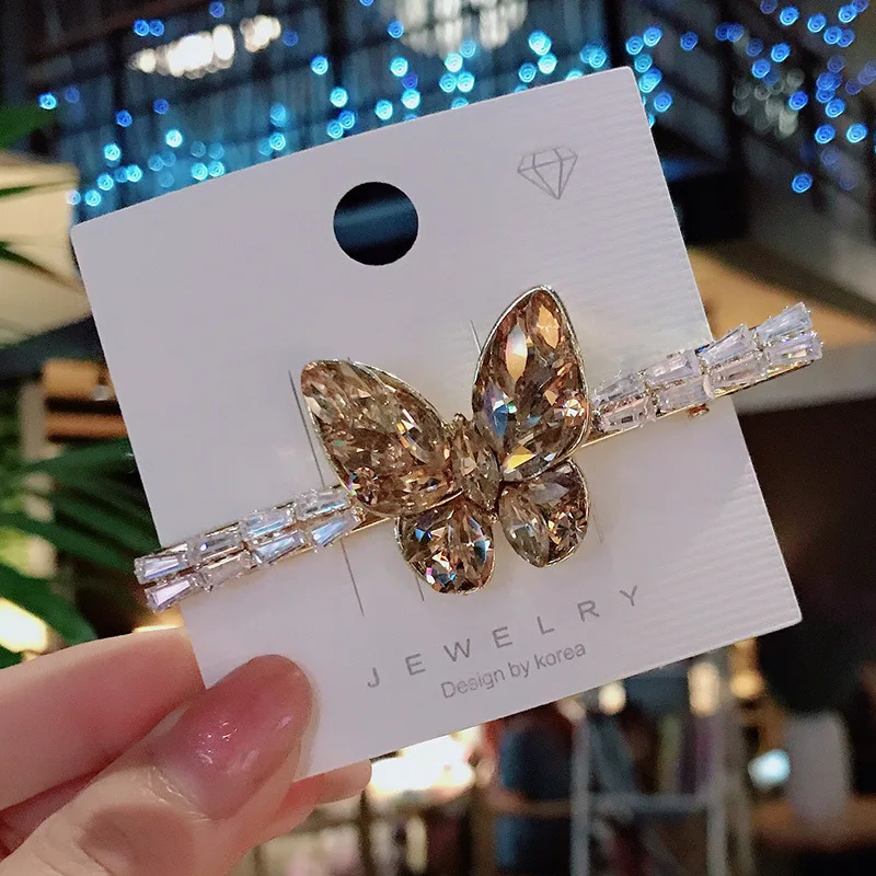 New Korean Style Butterfly Flower Hairpin Crystal Zircon Duckbill