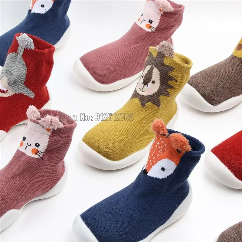 Spring Baby Toddler Non-slip Fox Tiger Thickening Shoes Sock Floor Shoes Foot Socks Animal Style Baby Sock