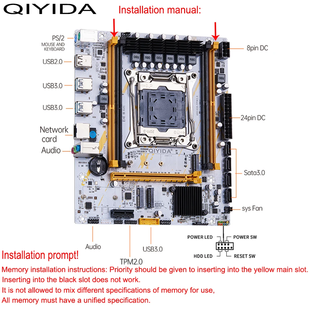 QIYIDA X99 マザーボードセットキット LGA2011-3 Xeon E5 2680 V4 CPU
