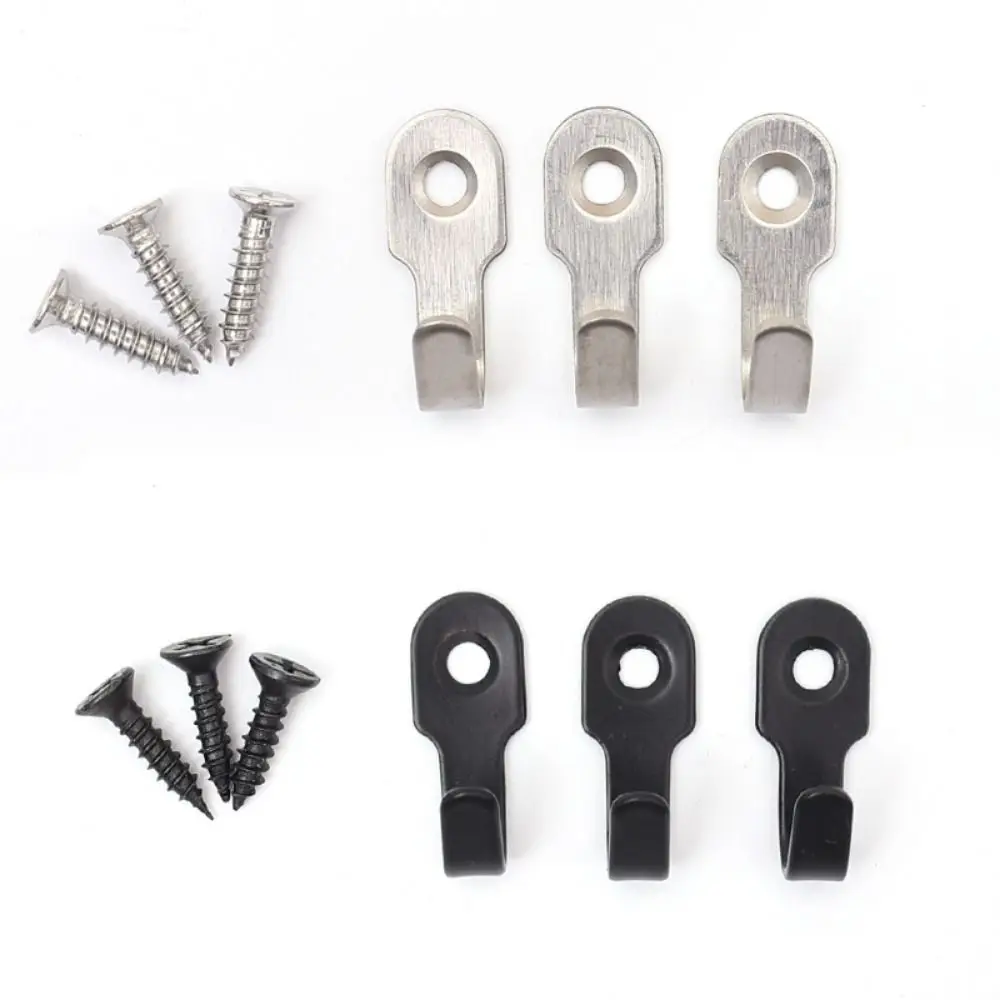 Description Picture 4 of item10Pcs Mini Stainless Steel J-shaped Hook with Screw Items Key Rack Wall Punching Hook Kitchen Accessories Bathroom Hardware