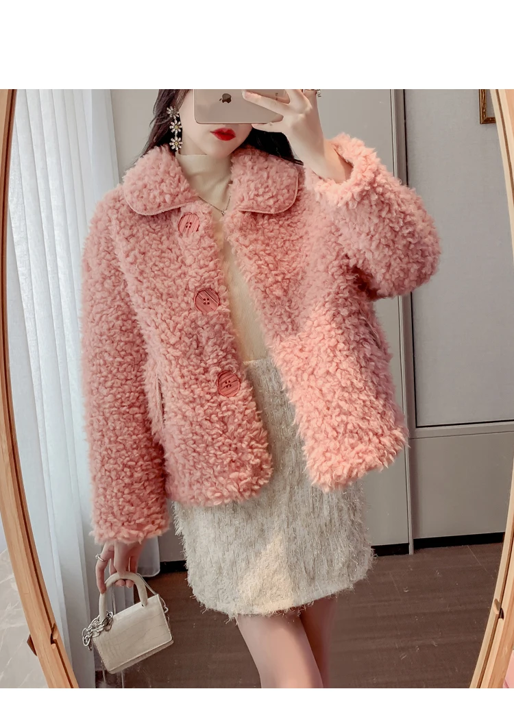 

2022 Autumn And Winter New Lamb Plush Women's Short Loose Wool Coat Fur One Piece Top Free Shipping