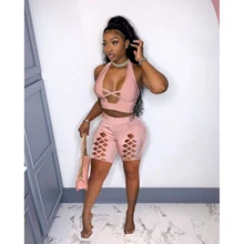 

2022 New Women Sexy Cross Hole Suit Two Piece Set Hollow Out Sports Fitness Suit Bulk Item Wholesale Lots